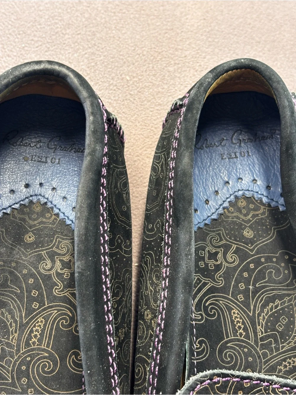 Robert Graham Verrazano Paisley Leather Suede Driving Loafers Slip-Ons